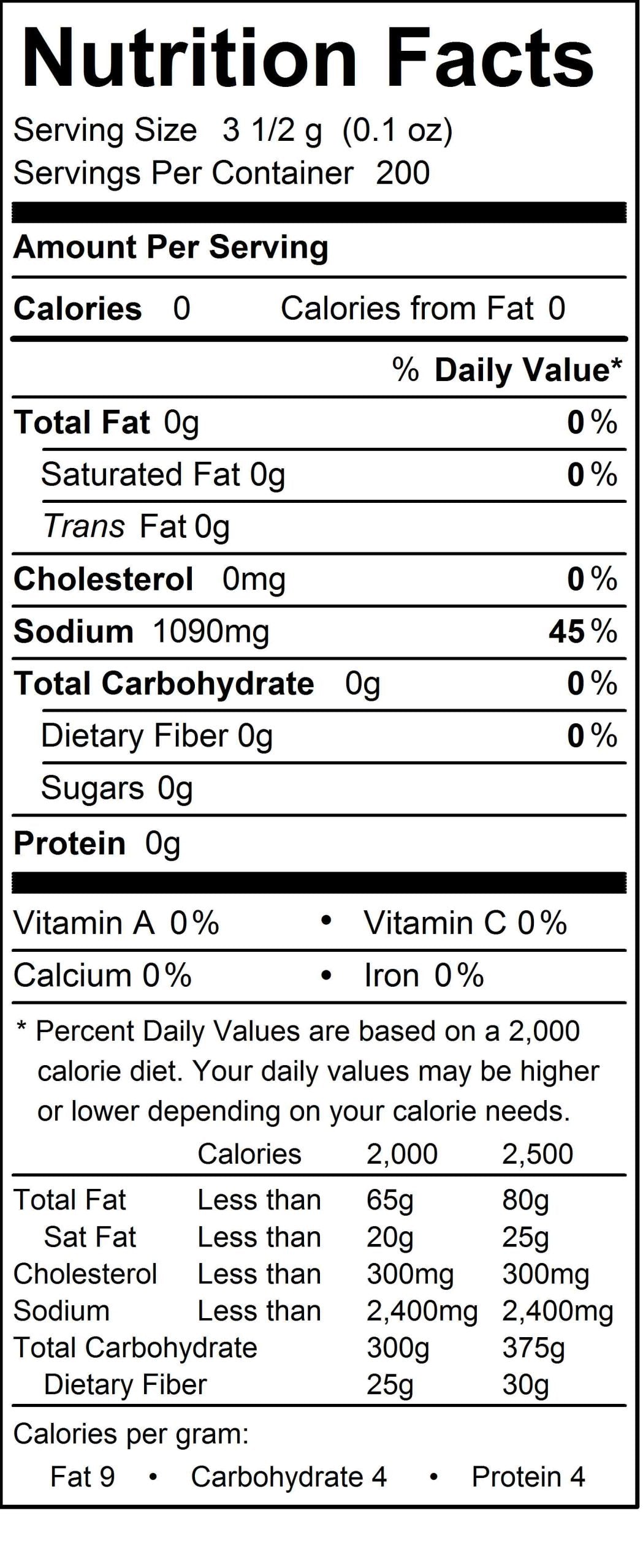 Easter-Bundle-Kit-With-Polish-Sausage-Seasoning-Briner-And-3lb-Ham-Cure;Easter-Bundle-Kit-Select-Your-Ham-Cure;Honey_Ham_Cure;Country_Brown_Sugar_Ham_Cure;Maple_Ham_Cure;The_Briner;White_Fresh_Polish_Sausage_Seasoning_1lb_4oz;12-1222_Nutrition_Label