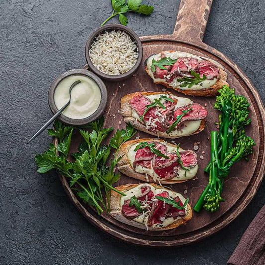 Venison Crostini with Fresh Horseradish Crème