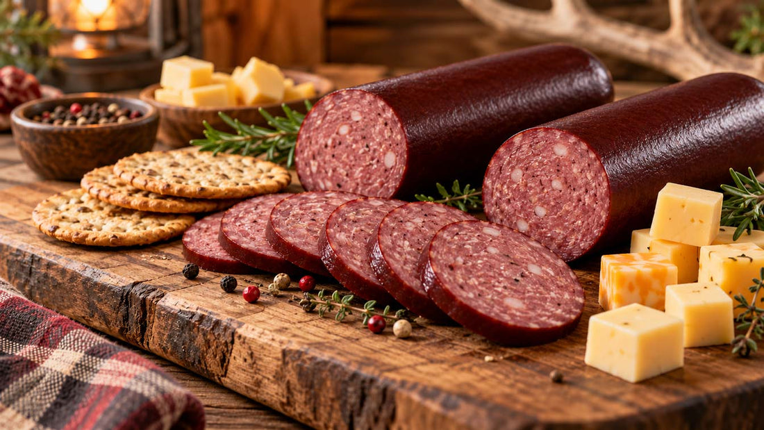 Sliced homemade venison summer sausage