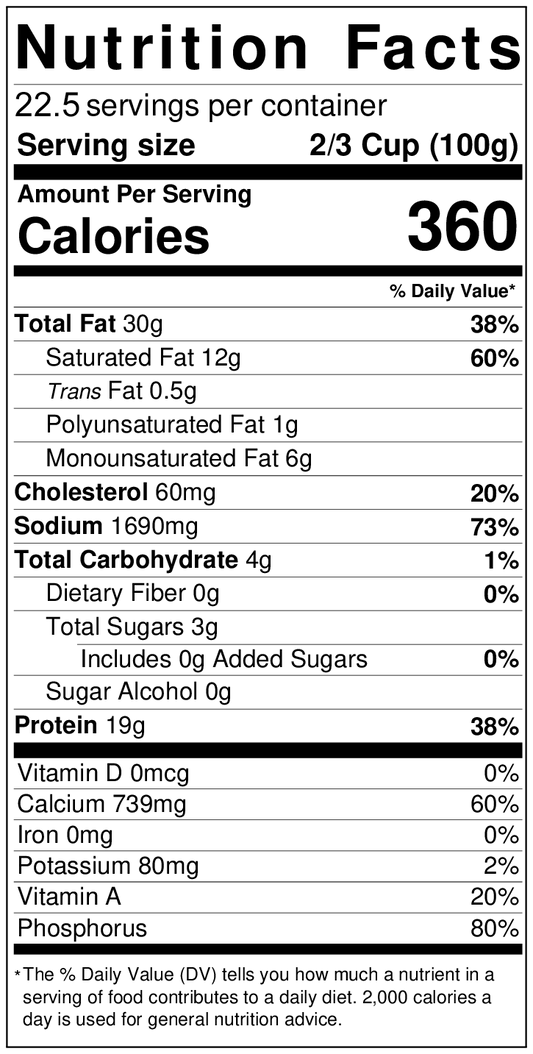 High_Temp_Cheddar_Cheese_20_lbs;High_Temp_Cheese_Instructions