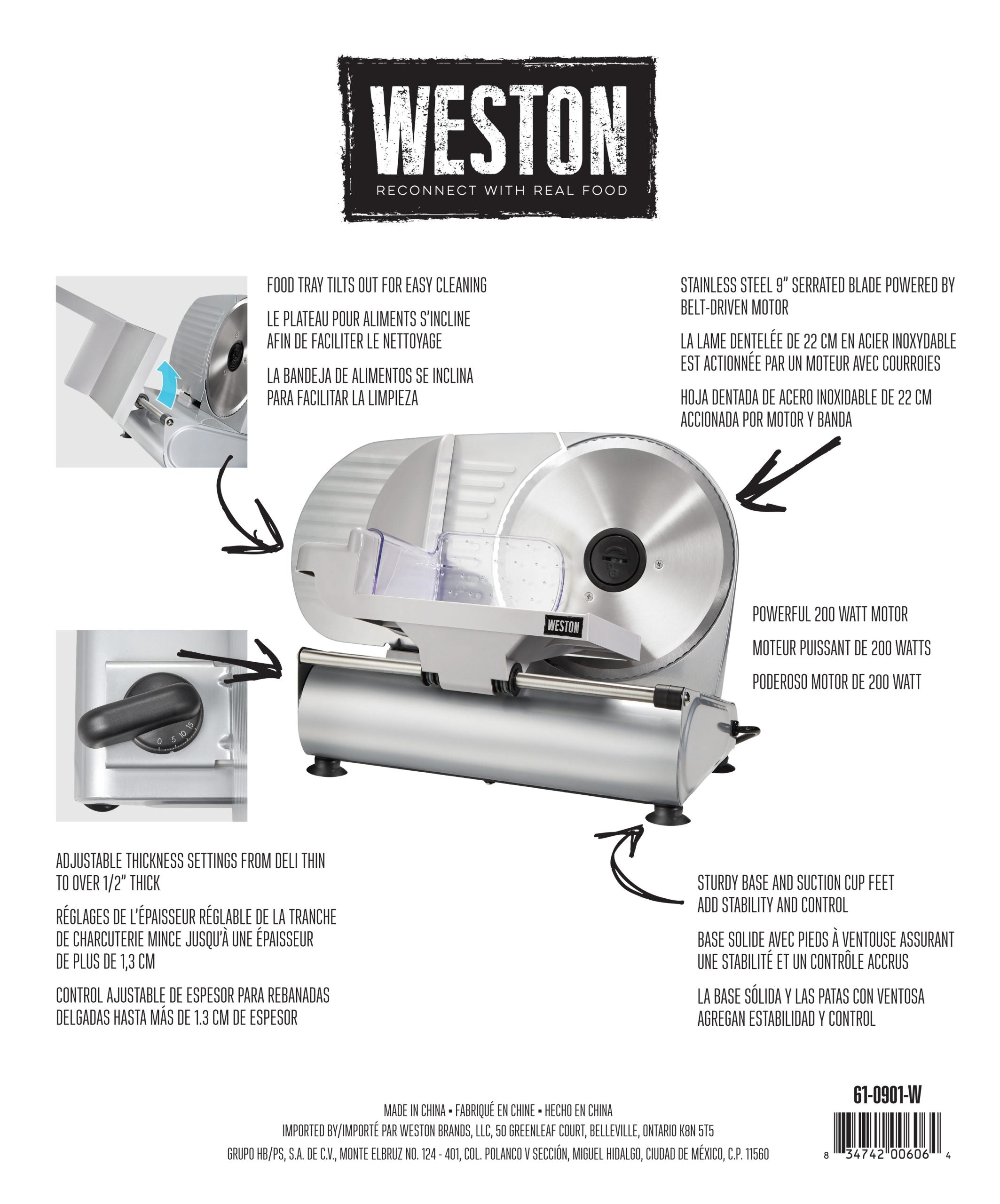 Weston 9-inch Heavy Duty Meat Slicer - Thumbnail 5