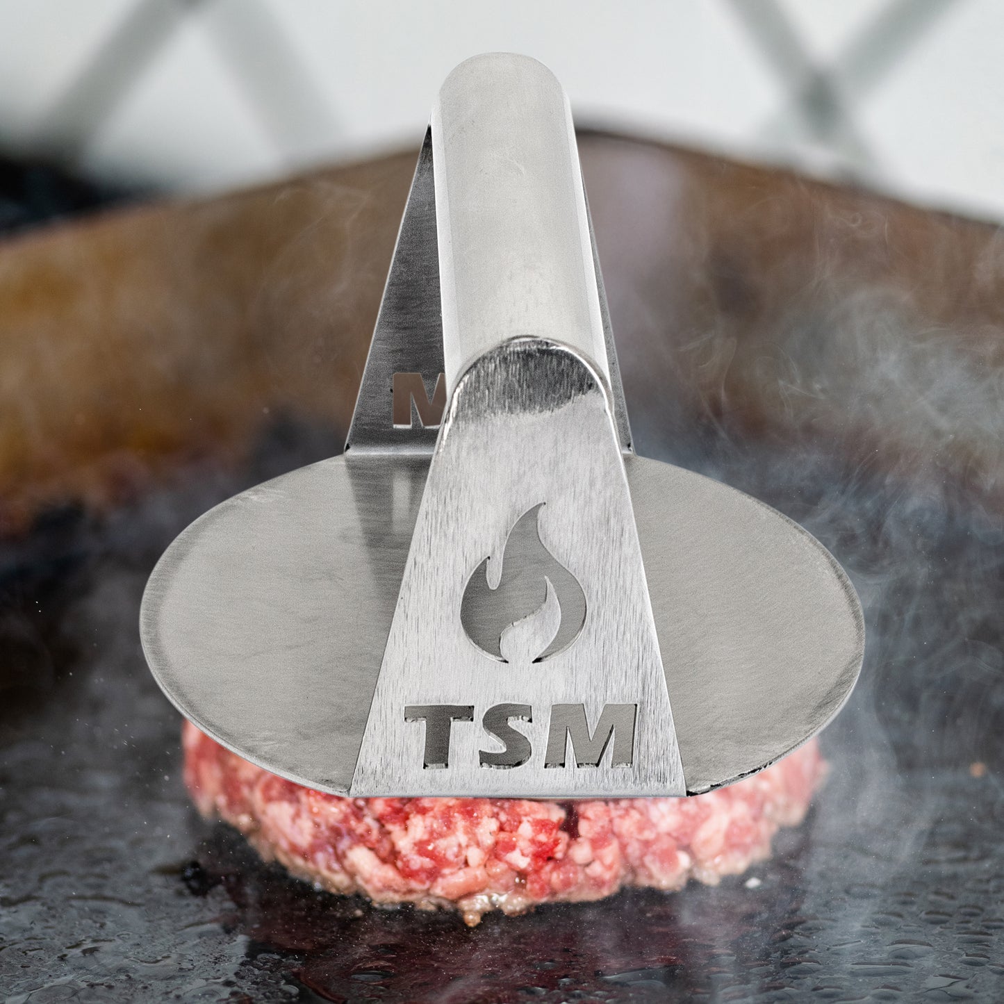 sausage-maker-burger-press;pressing-meat-patty-with-the-tsm-burger-press