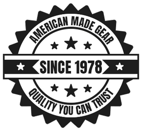 Black and white logo with 'American Made Gear' text and 'Since 1978' on a white background
