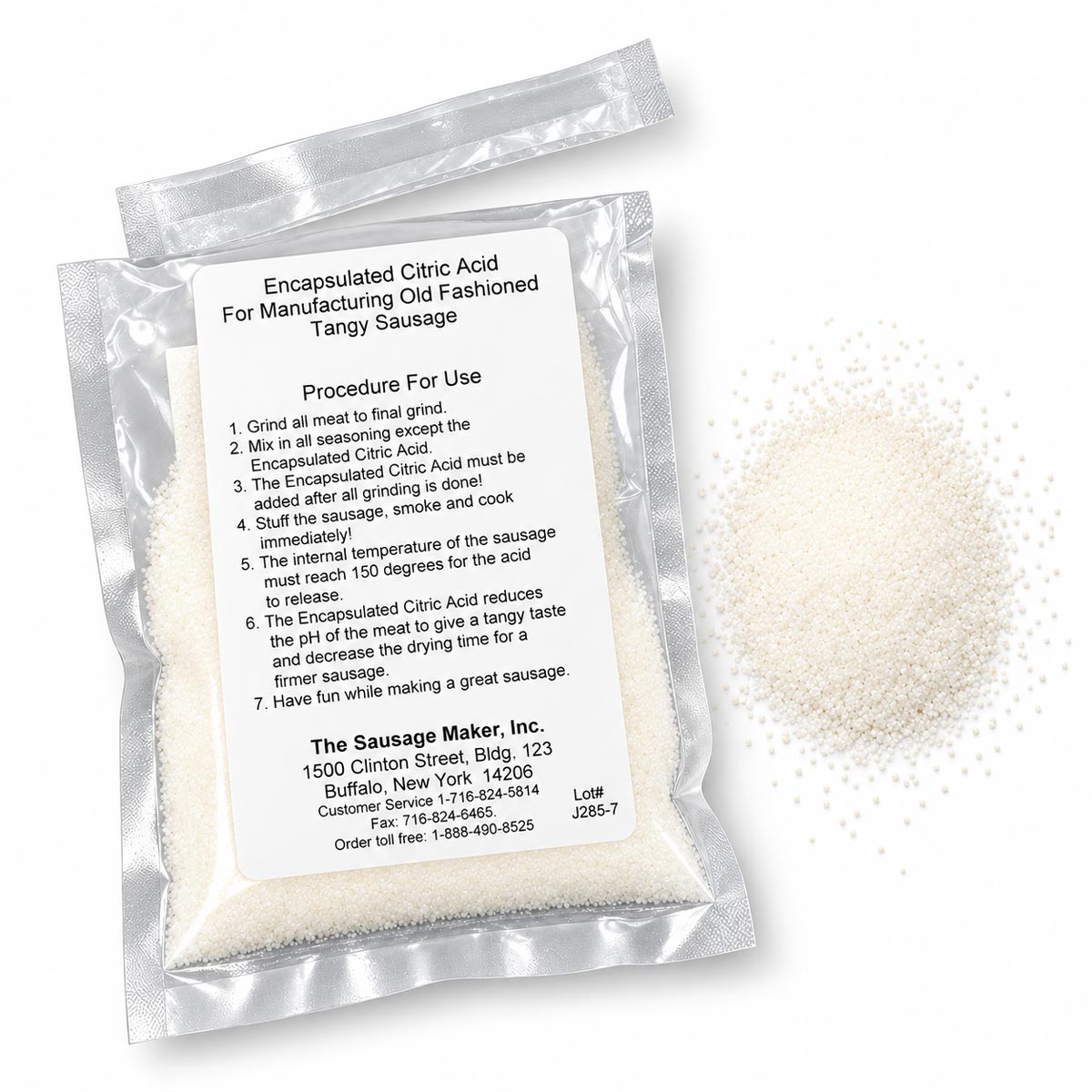 Encapsulated citric acid 3 oz pouch on a white background.