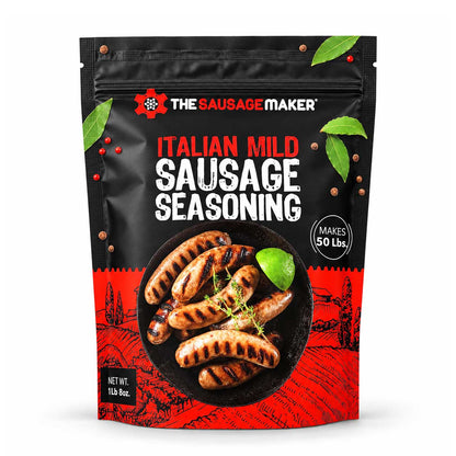A 1 lb bag of The Sausage Maker Italian Mild Sausage Seasoning.