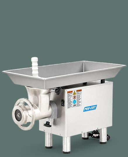 Pro cut #22 electric meat grinder on a solid teal background